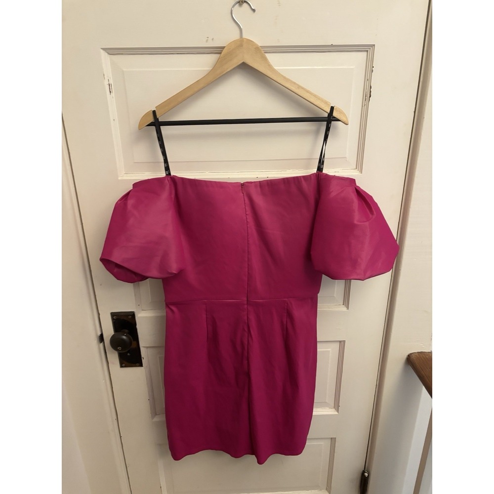 Sho by Tadashi Shoji Pink Sofie Puff Sleeve Mini Dress Off Shoulder Large $238 - Picture 8 of 8